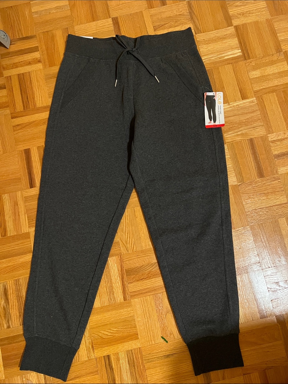 Women’s Lole NWT Dark Gray Knit Jogger Pants with Drawstring